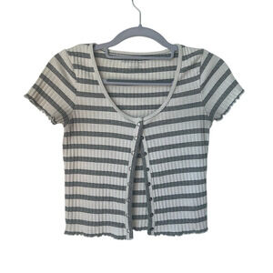 American Eagle Stripped Button Up Tee - XS